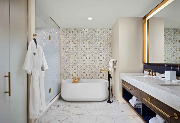 Gold Suite bathroom with free standing tub
