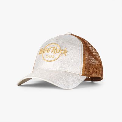 Glitter Logo Trucker Hat in Gold