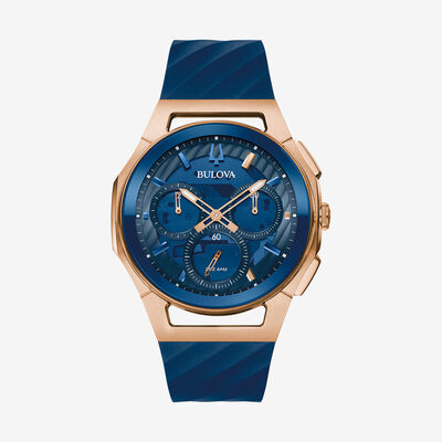 Bulova Marc Anthony CURV Rose-Gold Blue Chronograph