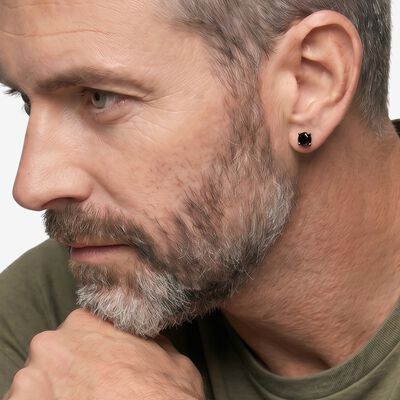 Ethos Black Sapphire and Gun Metal Stud Earrings